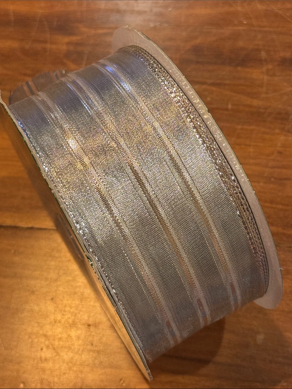 Kirkland Signature Wired Silver Metallic 50 yrd Spool 2 1/2” Wedding Christmas